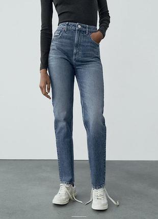Джинси mom zara, trf mom fit high-waist jeans zara