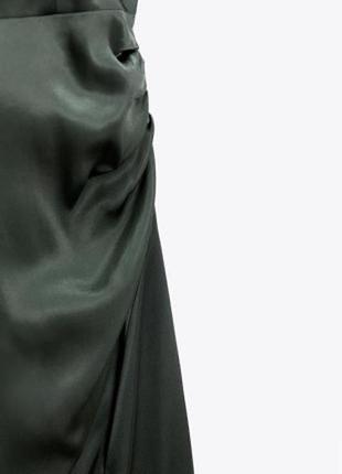 Неймовірно красиве сатинове плаття zara, довжина міді , розріз спереді натуральний склад тканини .9 фото