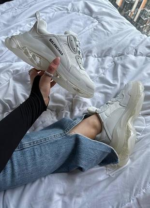 Кроссовки в стиле balenciaga tripl s clear sole white