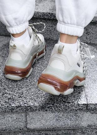 Кроссовки в стиле balenciaga triple s transparent crystal4 фото