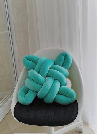 Декоративна подушка вузол | подушка плетена | подушка у вітальню2 фото