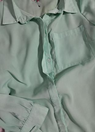 Блуза рубашка бірюзова красива6 фото