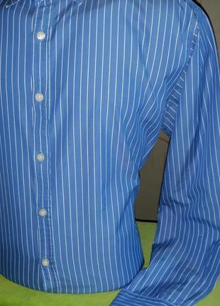 Стильная синяя рубашка в белую полоску charles tyrwhitt made in italy, молниеносная отправка ⚡🚀4 фото