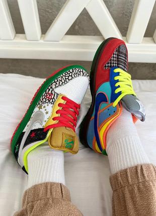 Эксклюзивные женские и мужские кроссовки nike sb dunk low "what the" разноцветные1 фото