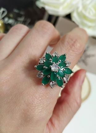 Зеленый агат белый циркон натуральный камень кольца кольцо кольцо под серебро3 фото
