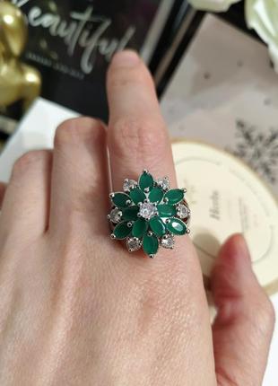 Зеленый агат белый циркон натуральный камень кольца кольцо кольцо под серебро5 фото