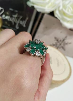 Зеленый агат белый циркон натуральный камень кольца кольцо кольцо под серебро4 фото