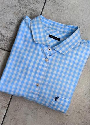 Мужская элегантная легкая хлопковая премиальная  рубашка marc o'polo небесного цвета размер 44 (xl)