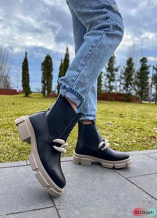 Черевики-челсі демі шкіра з ланцюгом❤️
