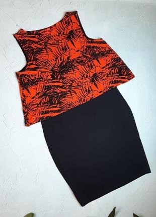 🌿1+1=3 стильное черное платье-миди с принтом george, размер 50 - 523 фото