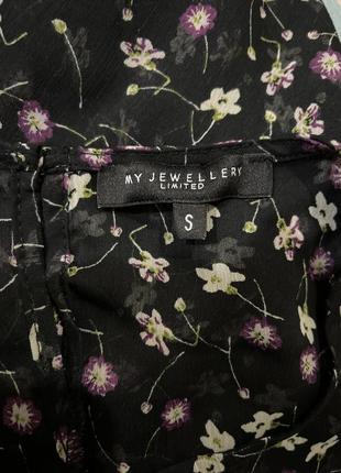 Прозрачная блузка в цветочек / прозрачная блузка в цветочный принт / черная блузка в цветочный принт4 фото