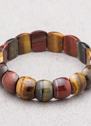 Браслет натуральний камінь тигровий, бичачий, соколине око