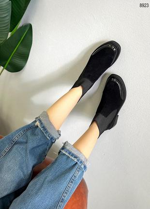 Ботинки, черные, натуральная замша/лак4 фото