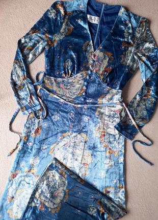 Винтажное платье велюр в пол vera mont paris1 фото