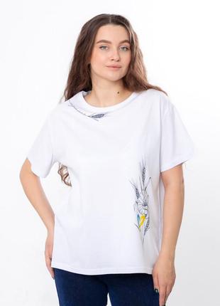 Патриотическая футболка несокрушимая, колоски, белая женская футболка с украинской символикой, патриотическая футболка женская