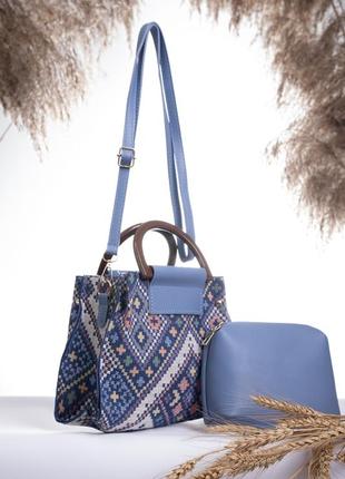 Велика сумочка клатч з  вишивкою та косметичкою в комплекті6 фото
