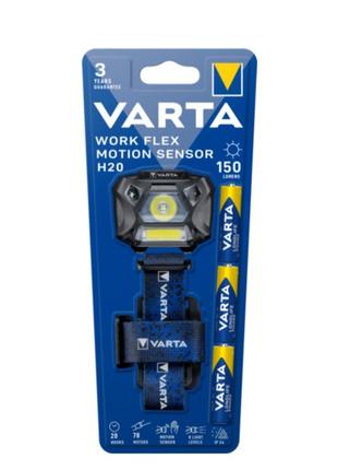 Ліхтарик налобний varta work flex motion sensor h20