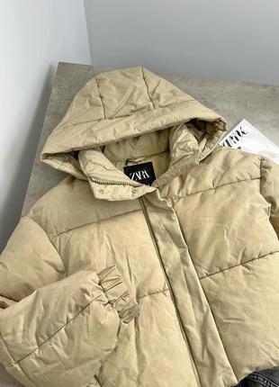 Світло оливкова водовідштовхувальна куртка дутик із капюшоном6 фото