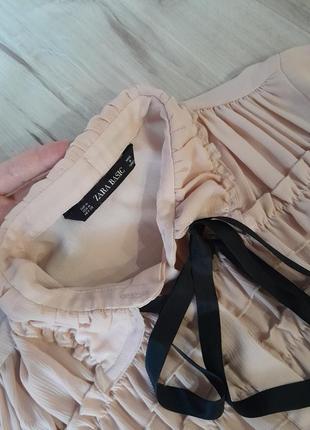 Блуза zara,жіноча пудрова блуза з рюшами zara4 фото