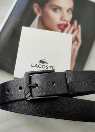 Чоловічий шкіряний ремінь lacoste пряжка black