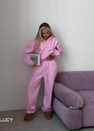Мягкий и удобный костюм oversize с капюшоном рр 42-46 цвета