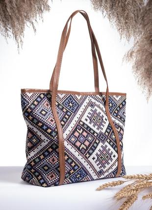 Сумка большая тканевая с вышивкой