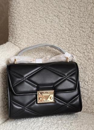 Женская сумка michael kors serena small quilted faux leather crossbody bag (черная)