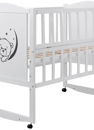 Кровать babyroom тедди t-01 фигурная бильцо, откидная сторона, колеса белый