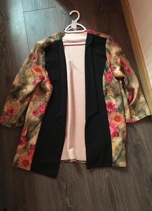 Кардиган в цветочный принт пиджак5 фото