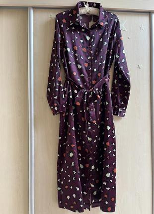 Сукня атласна міді халат на ґудзиках сукня сорочка сатинова леопардова плаття3 фото