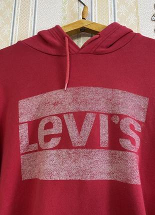 Стильный красный свитшот levi's, худи оверсайз2 фото