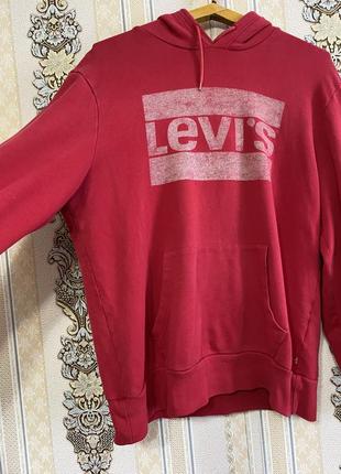 Стильный красный свитшот levi's, худи оверсайз4 фото