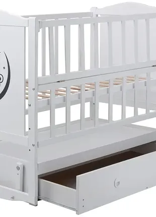 Кровать babyroom тедди t-03 фигурная бильцо, маятник, ящик, откидная сторона белая