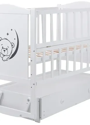 Кровать babyroom тедди t-03 фигурная бильцо, маятник, ящик, откидная сторона белая