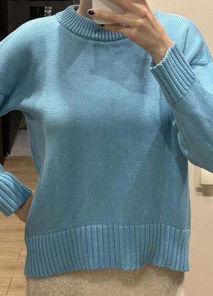Голубой вязаный свитер из хлопка must have7 фото
