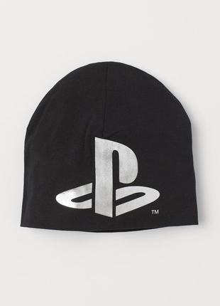 1-4 р 92-104 см h&amp;m трикотажная двухслойная шапка с принтом из мягкого трикотажа playstation геймер1 фото