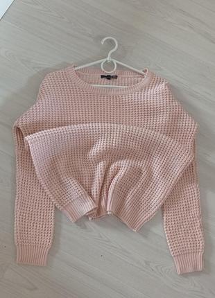 Вязаний  светр кофта рожева  кремова пудрова тепла