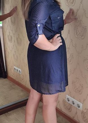 Сукня-сорочка жіноча літнє у горох шифон2 фото