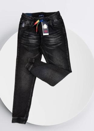 Дитячі джогери джинси стреейчеві чорні 146-180 dola elvin