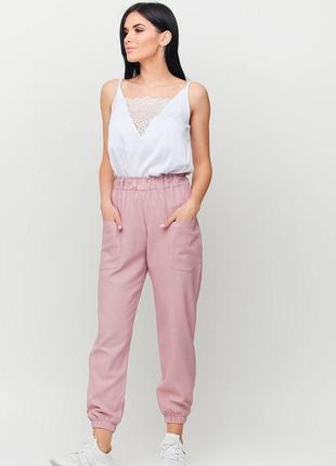 Укороченные брюки из приятной на ощупь ткани с высокой посадкой