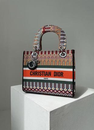 Сумка жіноча з ручками, міні шопер текстиль christian dior lady d-lite mexico black (арт: 03039)2 фото