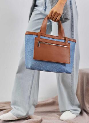 Женская сумка джинсовая сумка голубая сумочка рыжим сумочка1 фото