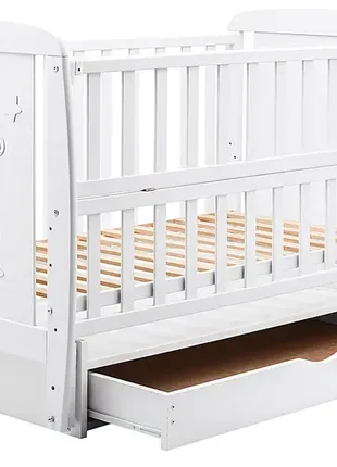 Кровать babyroom умка dumyo-3 маятник, ящик, откидная сторона бук6 фото