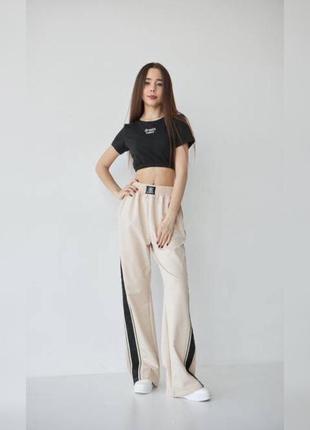 Брюки палаццо с лампасами 9832306