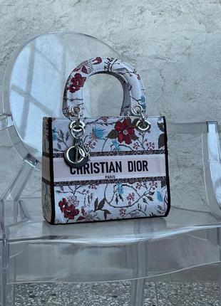 Сумка женская с ручками, мини шоппер текстиль christian dior lady d-lite flower (арт: 03006)