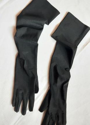 Рукавички чорні довгі гладкі стиль гетсбі розмір 6,5 - 74 фото