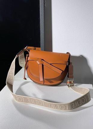 Сумка женская, клатч на плечо loewe gate small leather and jacquard shoulder bag brown (арт: 99143)