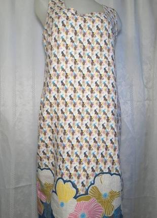 Льон / віскоза жіноча натуральна лляна, віскозна сукня, літнє плаття, сарафан дрібна квітка.