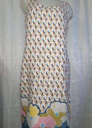 Лен / вискоза женское натуральное льняное, вискозное летнее платье, сарафан мелкий цветок.6 фото