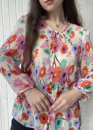 Цветочная цветочная, цветочная блуза воздушная люкс премиум clements ribeiro2 фото